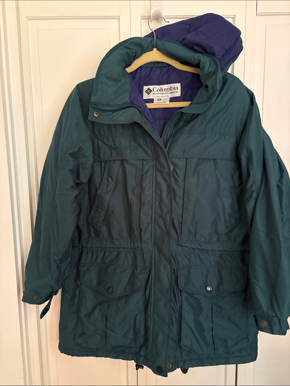 Columbia Women’s Teal and Purple Hooded Ski Jacket